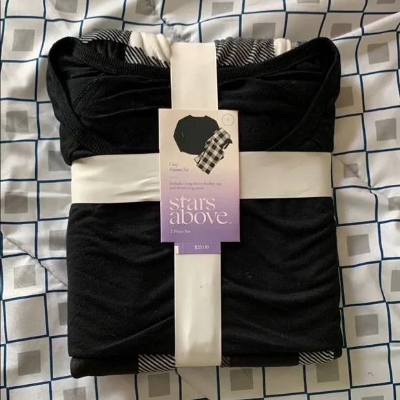 Stars Above Black Pajama Set - Picture 1 of 3
